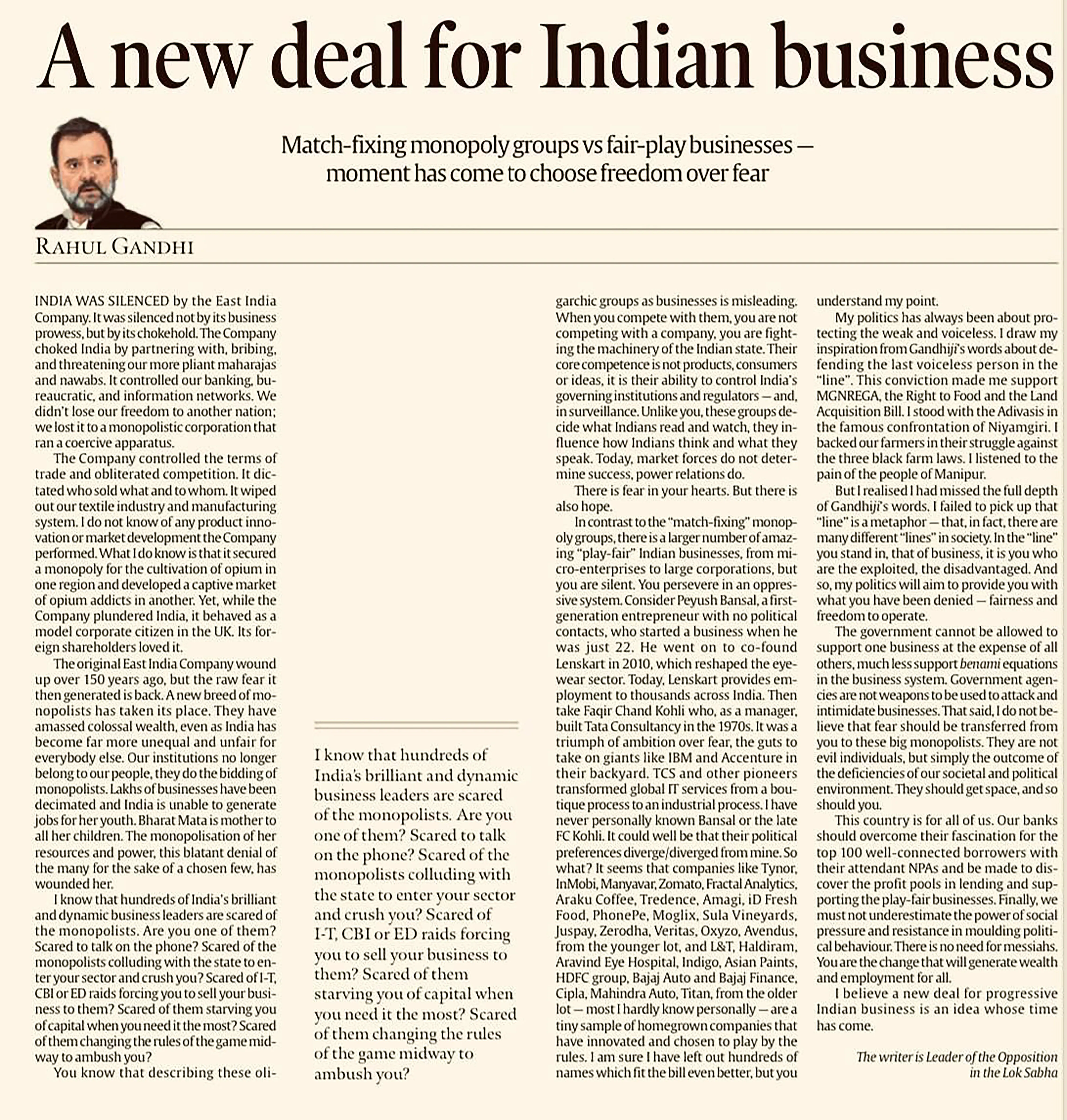 A new deal for Indian business