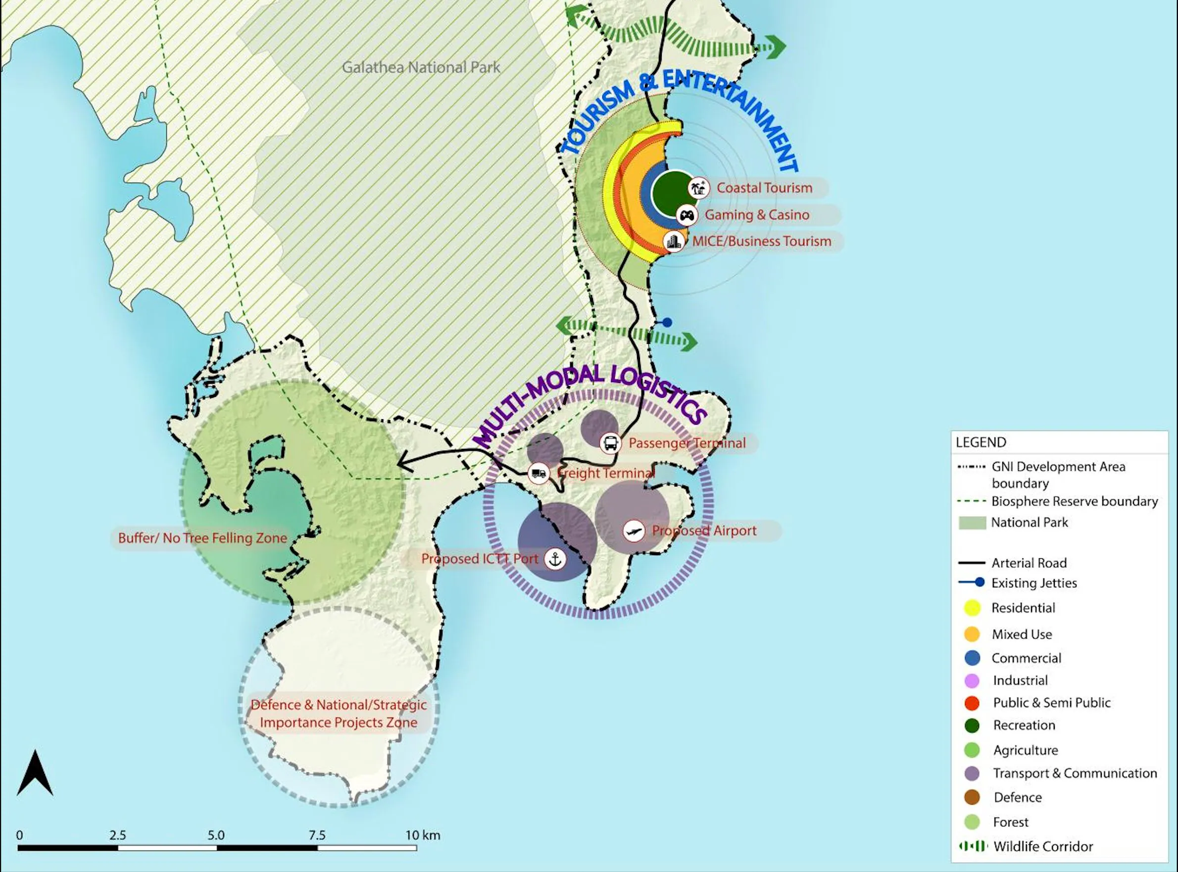 Proposed development masterplan for Great Nicobar — port, airport and township zones